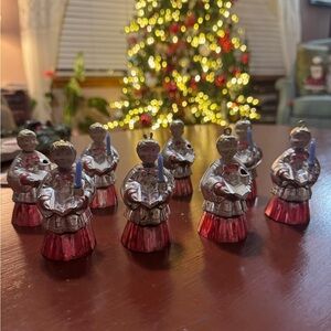 Collectors ATTENTION! 8 RARE Festive Angel Choir Ornaments - Red and Silver